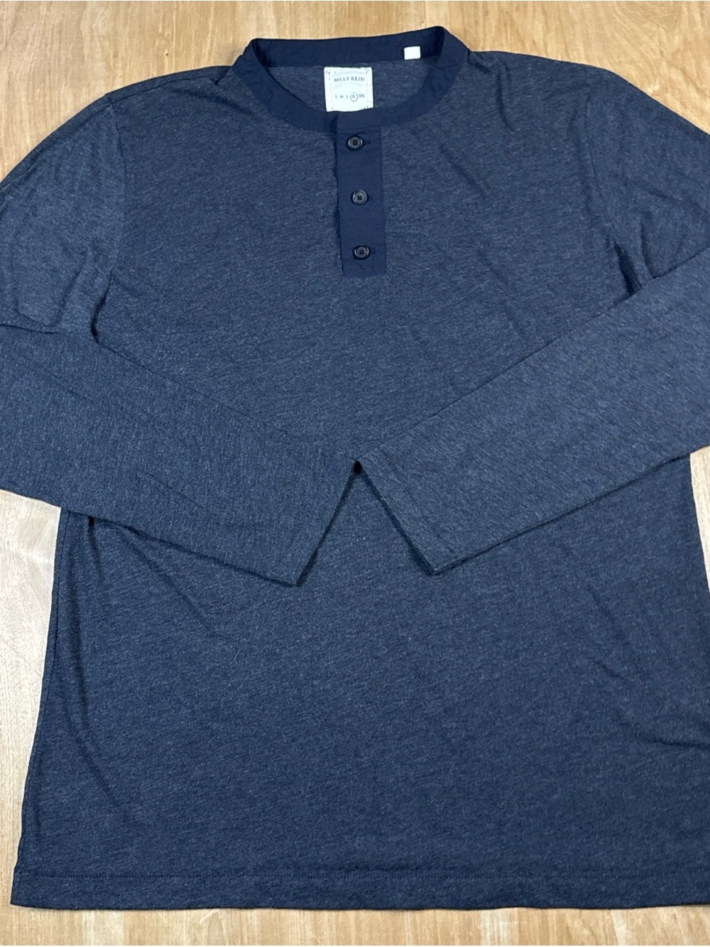 Billy Reid Henley Shirt Mens XL Charcoal Gray Long Sleeve Cotton Blend Modern